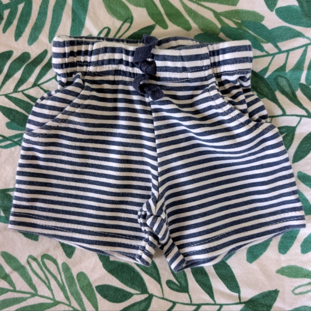 Striped Navy and White Baby Shorts